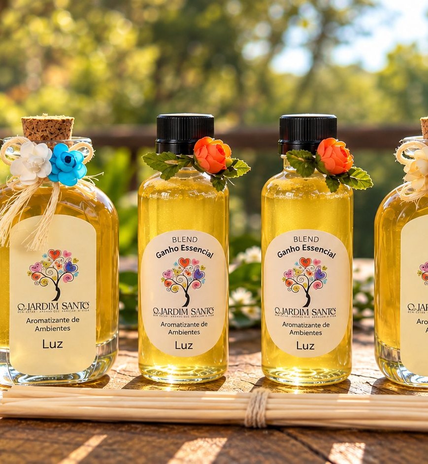 Blends personalizados O Jardim Santo, formulações com óleos essenciais puros